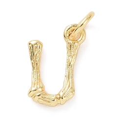 Letter U Brass Pendants, with Jump Ring, Golden, Letter Charm, Letter U, 12x8x2mm, Hole: 3mm