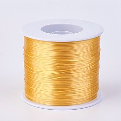 Vara de Oro Cuerda de cristal elástica plana, hilo de cuentas elástico, para hacer la pulsera elástica, vara de oro, 0.7 mm, aproximadamente 546.8 yardas (500 m) / rollo