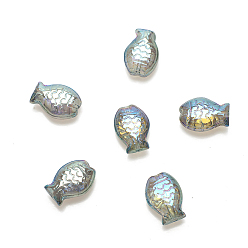 Gainsboro Perlas de vidrio transparentes, pescado, gainsboro, 10x14 mm, agujero: 1.2 mm