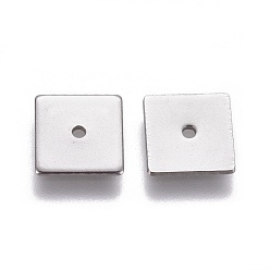 Stainless Steel Color 304 Stainless Steel Spacer Beads, Square, Stainless Steel Color, 6x6x0.8mm, Hole: 1.2mm