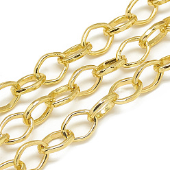 Oro Cadenas de cable de aluminio, sin soldar, rombo, oro, 14x10x2 mm