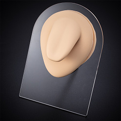 PeachPuff Soft Silicone Tongue Flexible Model Body Part Displays with Acrylic Stands, Jewelry Display Teaching Tools for Piercing Suture Acupuncture Practice, PeachPuff, Stand: 5.1x8x10.6cm, Silicone: 7.2x6x3.6cm