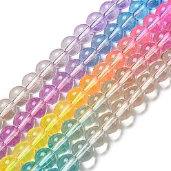 Mixed Color Dyed & Heated Synthetic Quartz Beads Strands, Gradient Color Round Beads, Mixed Color, 8mm, Hole: 1mm, about 55~56pcs/strand, 15.55''~15.75''(39.5~40cm)