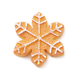 Flocon de neige Cabochons décodés biscuits imitation plastique & résine opaque de Noël, Sandy Brown, flocon de neige, 24.5x22x4mm