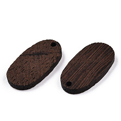 Brun De Noix De Coco Pendentifs en bois de wengé naturel, non teint, charmes ovales, brun coco, 27.5x15x3.5mm, Trou: 2mm