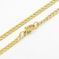 Oro 304 de acero inoxidable collares de cadena del encintado de los hombres, con cierre de langosta, dorado, 29.5 pulgada (74.9 cm)
