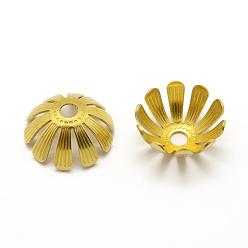 Raw(Unplated) Brass Bead Caps, Nickel Free, Multi-Petal, Raw(Unplated), 12.5x5mm, Hole: 2mm