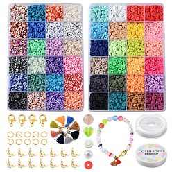 Mixed Color DIY Heishi Bracelet Necklace Making Kit, Including Polymer Clay Disc & Acrylic Smiling Face & Plastic Pearl Beads, Tassel Pendant Decorations, Mixed Color, 8040Pcs/set