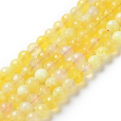 Yellow Natural Fire Crackle Agate Bead Strands, Round, Grade A, Faceted, Dyed & Heated, Yellow, 8mm, Hole: 1mm, about 47pcs/strand, 15 inch