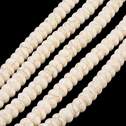 Creamy White Synthetic Turquoise Beads Strands, Dyed, Rondelle, Creamy White, 8x5mm, Hole: 1mm, about 80pcs/strand, about 15 inch