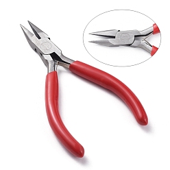 Red Jewelry Pliers, #50 Steel(High Carbon Steel) Short Chain Nose Pliers, Red, 135x55mm