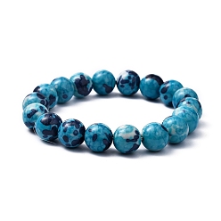 Bleu Bracelets océan de jade blanc stretch, bleu, 53mm