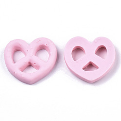 Pink Resin Decoden Cabochons, Imitation Food Biscuits, Heart, Pink, 23~24x25~26x5mm