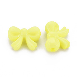 Yellow Opaque Acrylic Beads, Bowknot, Yellow, 15.5x20x8.5mm, Hole: 2mm, about 440pcs/500g