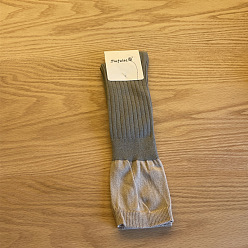 Gris Clair Chaussettes à tricoter en coton, chaussettes thermiques chaudes d'hiver longues bicolores, gris clair, 330x90mm