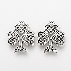 Antique Silver Tibetan Style Alloy Pendants, Tree, Cadmium Free & Nickel Free & Lead Free, Antique Silver, 23x19x2mm, Hole: 2mm, about 610pcs/1000g