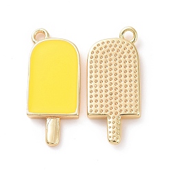 Gold Ion Plating(IP) Brass Enamel Pendants, Ice-Lolly, Real Platinum Plated, Real 18K Gold Plated, Gold, 20x9x2mm, Hole: 1.5mm