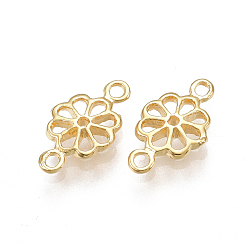 Real 18K Gold Plated Brass Filigree Joiners Links, Nickel Free, Real 18K Gold Plated, Flower, 11x6x2mm, Hole: 1mm