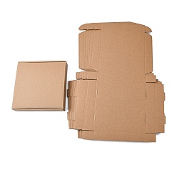 BurlyWood Kraft Paper Folding Box, Square, Cardboard box, Mailing Boxes, BurlyWood, 43x29x0.2cm, Finished Product: 17x17x3cm