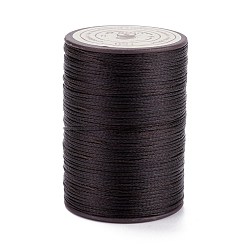 Café Noir Ficelle de fil de polyester ciré plat, cordon micro macramé, pour la couture de cuir, café noir, 0.8~0.9x0.3mm, environ 109.36 yards (100m)/rouleau