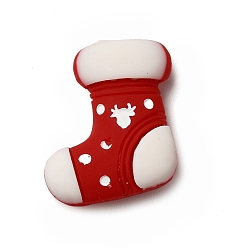 Christmas Sock Pattern Cabujones de resina opaca con tema navideño, patrón de calcetín de navidad, 22x20x7 mm