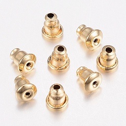 Oro 304 tuercas del oído de acero inoxidable, pendiente trasero, dorado, 5.5x5 mm, agujero: 0.8 mm