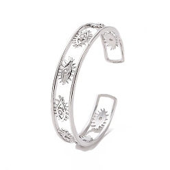 Platinum Clear Cubic Zirconia Eye Open Cuff Bangle, Brass Jewelry for Women, Platinum, Inner Diameter: 2-1/4 inch(5.8cm)