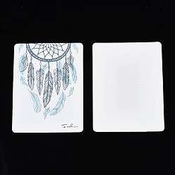 Azul Cielo Tarjetas de presentación de cartón, usado para broche, rectángulo con patrón de plumas, luz azul cielo, 8x6x0.04 cm