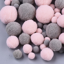 Gray DIY Doll Craft Polyester High-elastic Pom Pom Ball, Round, Gray & Pink, 7~29mm