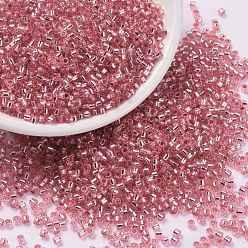 Flamingo Cylinder Seed Beads, Silver Lined, Round Hole, Uniform Size, Flamingo, 2x1.5mm, Hole: 0.8mm, about 40000pcs/bag, about 450g/bag