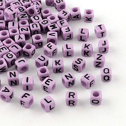 Dark Orchid Letter Style Opaque Acrylic Beads, Horizontal Hole, Cube, Dark Orchid, 6x6x6mm, Hole: 3.5mm, about 2700pcs/500g