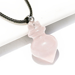 Розовый Кварц Натуральный розовый кварц подвески ожерелья, конус, 17.72 дюйм (45 см)
