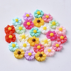 Mixed Color Resin Cabochons, Flower, Mixed Color, 11x4.5mm