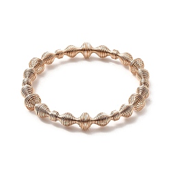 Rose Gold Ion Plating(IP) 304 Stainless Steel Spiral Beaded Bangle, Wire Wrapped Jewelry for Women, Rose Gold, Inner Diameter: 2-3/8 inch(6cm)