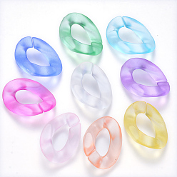 Mixed Color Transparent Acrylic Linking Rings, Quick Link Connectors, for Curb Chains Making, Frosted, Twist, Mixed Color, 30x21x6mm, Inner Diameter: 16x8mm