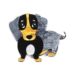 Black Fashion Dog Acrylic Badge, Cartoon Animal Lapel Pin for Backpack Clothes, Black, 58.5x62x4.5mm