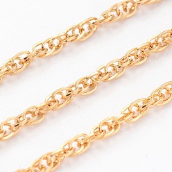 Oro Revestimiento iónico (ip) 304 cadenas de cable de acero inoxidable, soldada, con carrete, dorado, 2.5 mm, aproximadamente 32.8 pies (10 m) / rollo