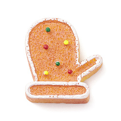 Autres Cabochons décodés biscuits imitation plastique & résine opaque de Noël, Sandy Brown, gant, 23.5x21.5x5.5mm