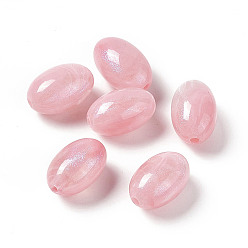 Бледно-Розовый Непрозрачные акриловые бусины, AB цвет, овальные, розовый жемчуг, 17x11~11.5 мм, отверстие : 2.4 мм