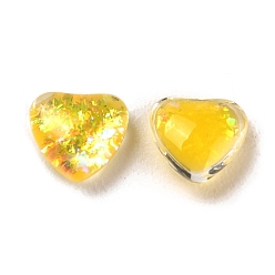 Gold Resin Imitation Opal Cabochons, Heart, Gold, 5.5x6x3mm