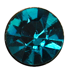 Blue Zircon Brass Rhinestone Beads, Grade A, Nickel Free, Silver Metal Color, Round, Blue Zircon, 12mm in diameter, Hole: 1.5mm