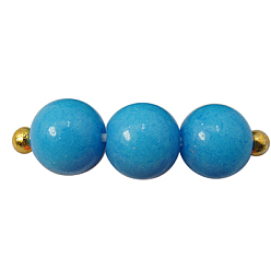 Deep Sky Blue Natural Mashan Jade Round Beads Strands, Dyed, Deep Sky Blue, 8mm, Hole: 1mm, about 51pcs/strand, 15.7 inch
