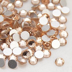 Light Peach Glass Flat Back Rhinestone, Grade A, Back Plated, Faceted, Half Round, Light Peach, 3.8~4mm, about 1440pcs/bag