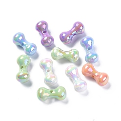 Couleur Mélangete Uv perles acryliques de placage, os, couleur mixte, 14.5x30x14.5mm, Trou: 3.4mm