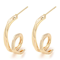 Real 18K Gold Plated Brass Spiral Stud Earrings, Real 18K Gold Plated, 25x9mm