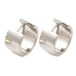 Platinum Rack Plating Brass Plain Thick Hoop Earrings, Platinum, 17x18mm