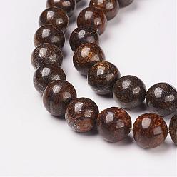Bronzite Natural Bronzite Beads Strands, Round, 6mm, Hole: 1mm, about 63pcs/strand, 15 inch(38cm)