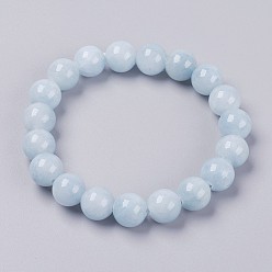 Azur Bracelet élastique avec perles de jade jaune naturel, teint, ronde, azur, 2 pouce (5 cm), perles: 6 mm