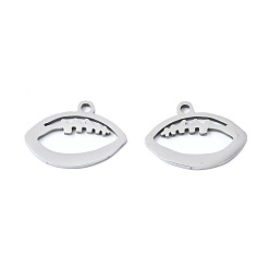 Stainless Steel Color 201 Stainless Steel Pendants, Laser Cut, Rugby, Stainless Steel Color, 11x15.5x1mm, Hole: 1.4mm