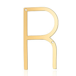 Letter R 201 Stainless Steel Links connectors, Letter, Golden, Letter.R, 37x21x1mm, Hole: 1mm